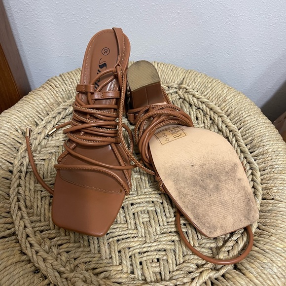 brown shein strappy heels - Picture 4 of 4